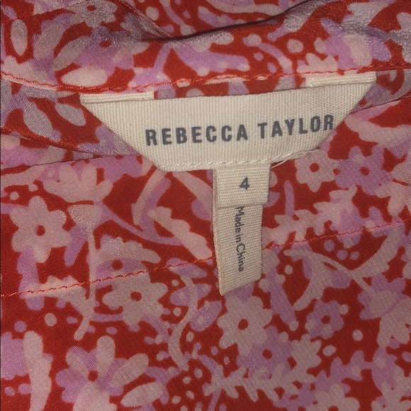 Rebecca Taylor Provence Block Print Silk V-Neck - Picture 6 of 7